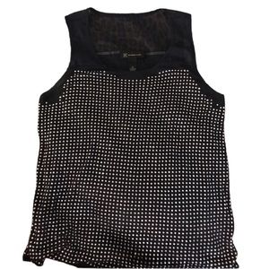 INC International Concepts large Navy  studded tank top  silver sheer shoulder